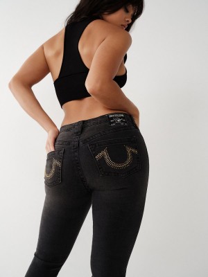 5AM Light Destroyed True Religion Halle Mid Rise Super Skinny Jeans | 5384-GFKCM