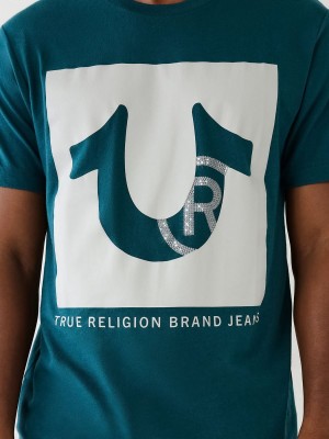 Agave True Religion Studded Logo T Shirts | 2498-IEKFN