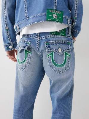 Beach Fire Medium Wash True Religion Ricky Double Raised Hs Super T Straight Jeans | 2913-EIOAN