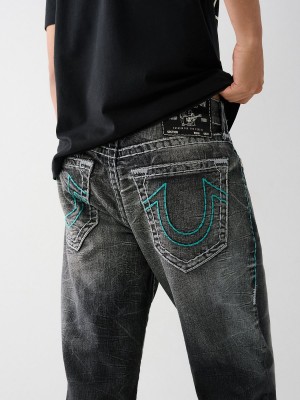 Bearcat Black Wash True Religion Ricky Super T Stitch Straight Jeans | 2607-ZUTCJ