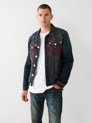 Berlin Dark Wash True Religion Jimmy Rope Stitch Denim Jacket | 3659-AYESG