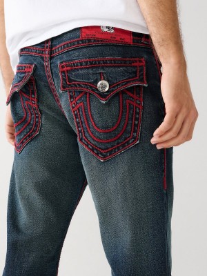 Berlin Dark Wash True Religion Ricky Rope Stitch Straight Jeans | 9415-FMZEG