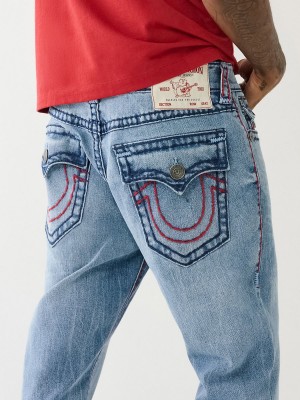 Big Sandy Medium Wash True Religion Ricky Super T Flap Straight Jeans | 5103-HKEBW