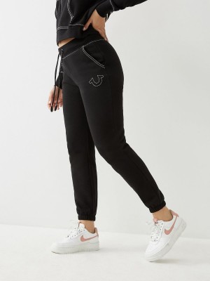 Black True Religion Big T Logo Jogger | 8106-GJAWV