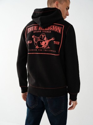 Black True Religion Big T Zip Hoodie | 7328-GMBYQ