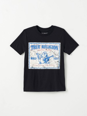 Black True Religion Boys Logo T Shirts | 6915-UXVPY