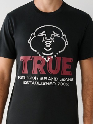 Black True Religion Buddha Logo T Shirts | 7498-UFYVP