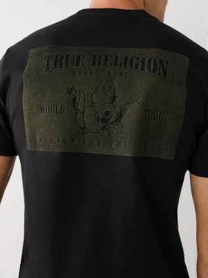 Black True Religion Buddha Logo T Shirts | 7492-SZWKL