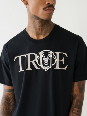 Black True Religion Buddha Logo T Shirts | 5978-HNTMC