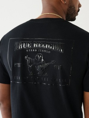 Black True Religion Buddha Logo T Shirts | 3598-XUWDC