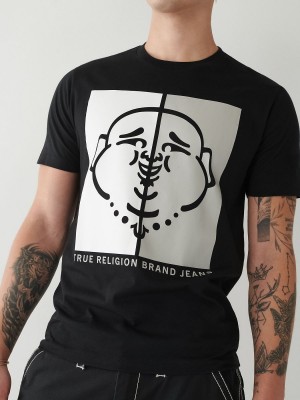 Black True Religion Buddha Logo T Shirts | 4582-KFXLT