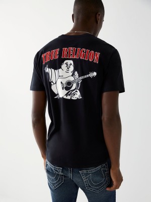 Black True Religion Buddha Logo T Shirts | 7630-HLUBT