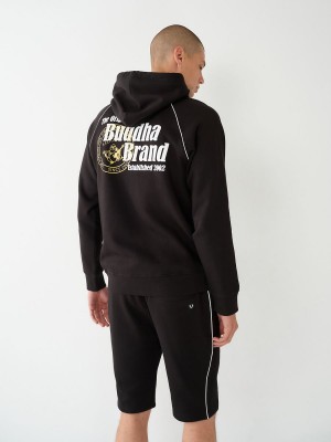 Black True Religion Buddha Zip Hoodie | 1974-RONGQ