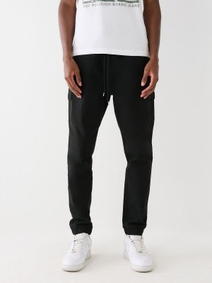 Black True Religion Cargo Jogger Pants | 0813-FPGNU