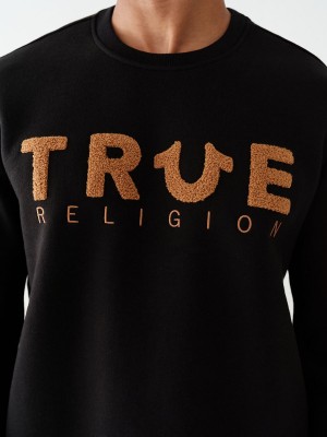 Black True Religion Crewneck Sweatshirt | 7120-ECZPK