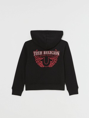 Black True Religion Girls Crystal Logo Zip Hoodie | 8965-PKMYS