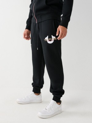 Black True Religion Logo Jogger | 2831-FLMAP