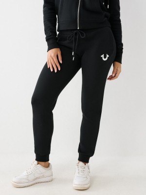 Black True Religion Logo Jogger | 2913-VPSMQ