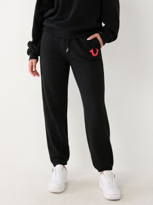 Black True Religion Logo Relaxed Jogger | 2745-ONTFR