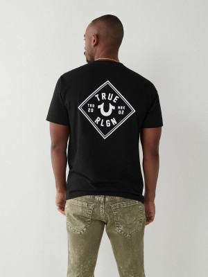 Black True Religion Logo T Shirts | 4905-ORIAY