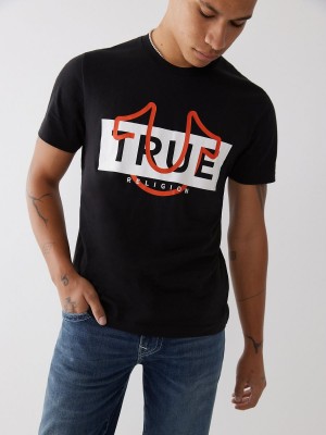 Black True Religion Logo T Shirts | 5903-DSICJ