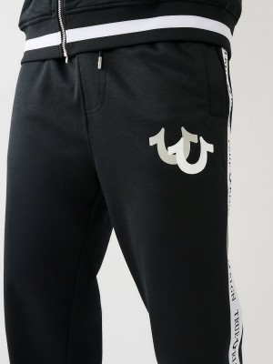 Black True Religion Logo Trim Track Pants | 0561-PHLOI