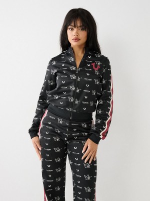 Black True Religion Monogram Track Jacket | 8532-QHDVY