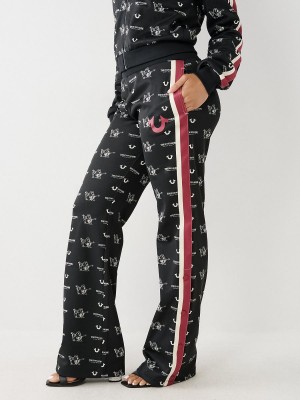 Black True Religion Monogram Track Pants | 9480-WZUBC