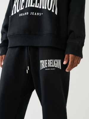 Black True Religion Relaxed Arched Logo Jogger | 5923-PADYH