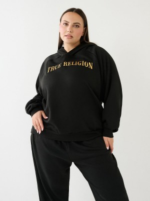 Black True Religion Relaxed Hoodie | 6983-AFKME