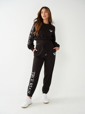 Black True Religion Relaxed Jogger | 7316-DOFHP