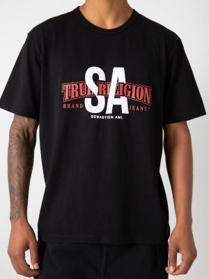 Black True Religion Sebastien Ami X Collaboration T Shirts | 7126-XPGQO