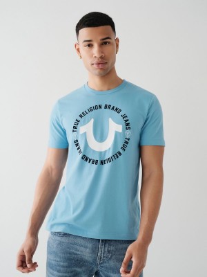 Blue True Religion Horseshoe Logo T Shirts | 6803-FYQEA