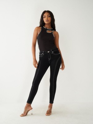 Body Rinse Black True Religion Jennie Mid Rise Curvy Skinny Jeans | 5279-UYOPF