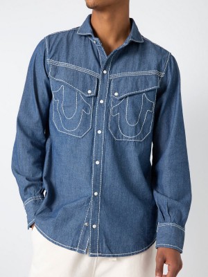 Body Rinse True Religion Sebastien Ami X Chambray Western Top | 2570-HEBLR