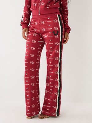 Burgundy True Religion Monogram Track Pants | 6584-XSPGR