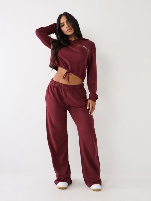 Burgundy True Religion Wide Leg Lounge Pants | 6295-VUENS