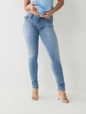 California Lily W Destroy True Religion Stella Low Rise Big T Skinny Jeans | 8264-GLJTA