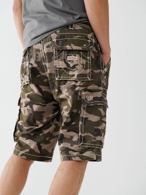 Camo True Religion Big T Cargo Shorts | 9532-UDOVM