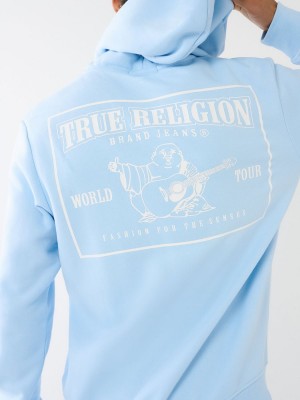 Chambray Blue True Religion Horseshoe Logo Zip Hoodie | 8634-XWISQ