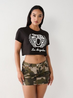 Coal True Religion Logo Crop T Shirts | 1453-HIATE