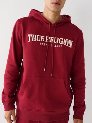 Cranberry True Religion Logo Hoodie | 4056-VIJFT