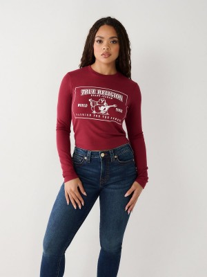 Cranberry True Religion Long Sleeve Logo Baby T Shirts | 6572-BLUQP