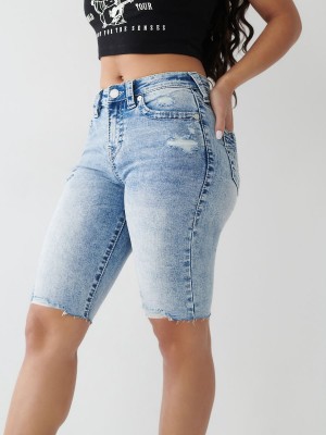 Crystal Cascade W/ Destroy True Religion Riley Big T Stitch Knee Shorts | 1637-CVKUG