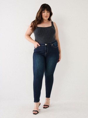 DARK WASH MUDDY WATERS True Religion Plus Jennie High Rise Curvy Skinny Jeans | 4165-SQKLG