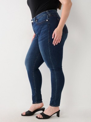 Dark High Road Wash True Religion Plus Jennie Mid Rise Curvy Skinny Jeans | 0143-NWECA