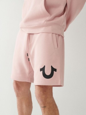 Dull Pink True Religion Logo Relaxed Shorts | 8179-SBWYF