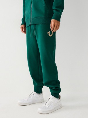 Emerald Green True Religion Logo Jogger | 5869-YUMQK