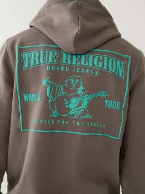 Granite True Religion Big T Zip Hoodie | 2634-SMZUX