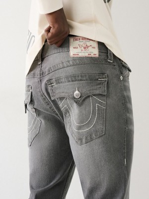 Grey Charcoal True Religion Ricky Big T Stitch Straight Jeans | 8064-VRBKC